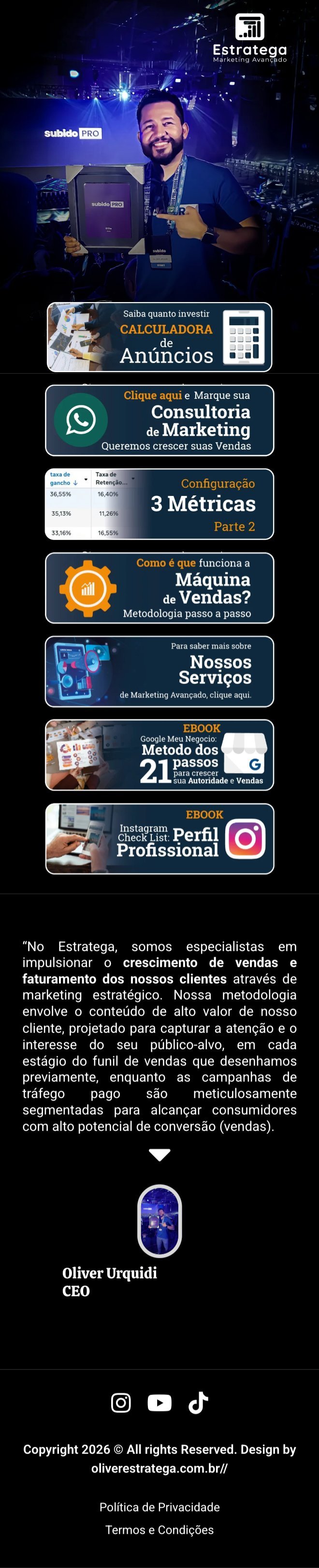 Exemplo de LinkTree feito pela Estratega